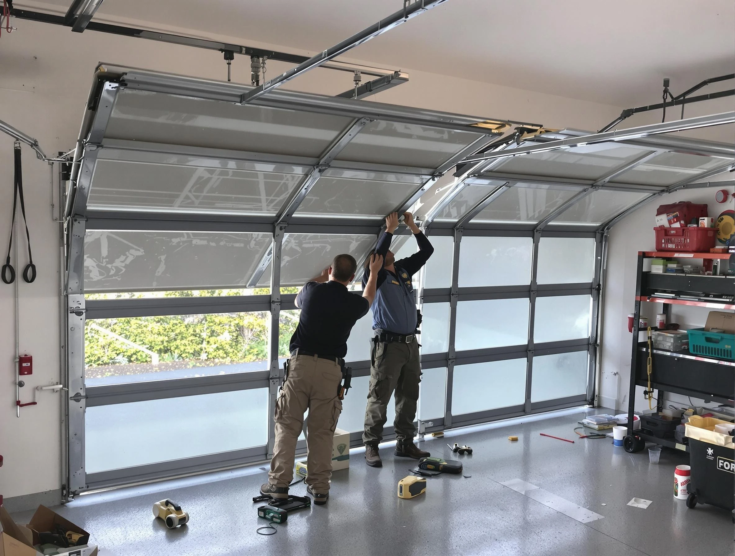 Ridgewood Garage Door Repair expert performing precise panel replacement on Ridgewood garage door